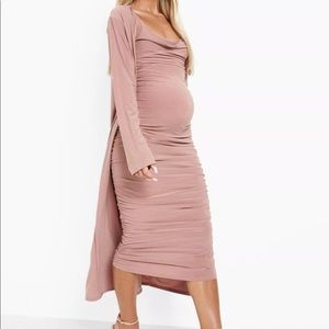 Maternity dress with matching duster jacket
